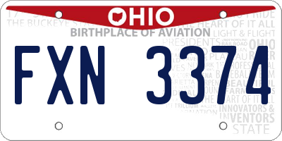 OH license plate FXN3374