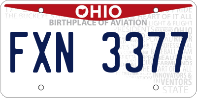 OH license plate FXN3377