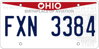 OH license plate FXN3384