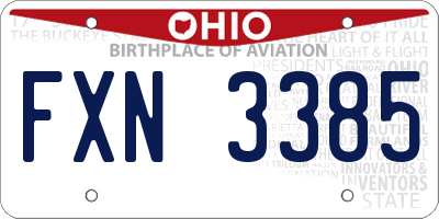 OH license plate FXN3385