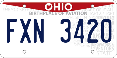 OH license plate FXN3420