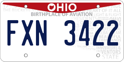 OH license plate FXN3422