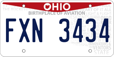 OH license plate FXN3434