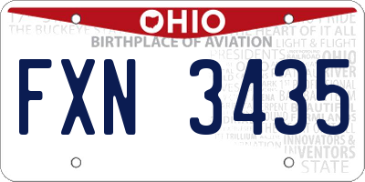 OH license plate FXN3435