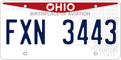 OH license plate FXN3443