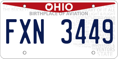 OH license plate FXN3449