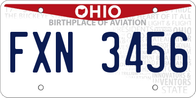 OH license plate FXN3456