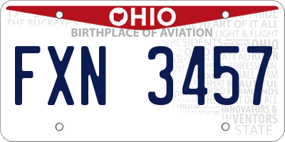 OH license plate FXN3457