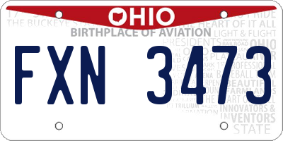 OH license plate FXN3473