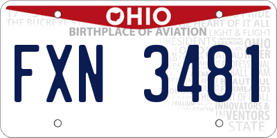 OH license plate FXN3481