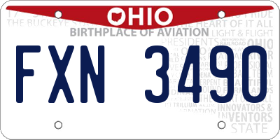 OH license plate FXN3490