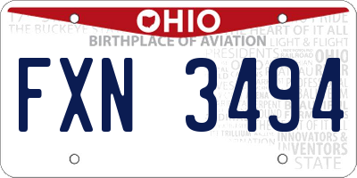 OH license plate FXN3494