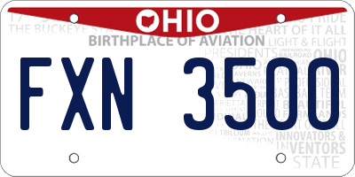 OH license plate FXN3500