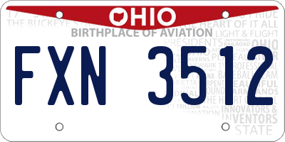 OH license plate FXN3512