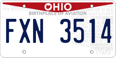 OH license plate FXN3514