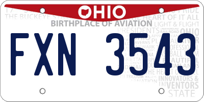 OH license plate FXN3543