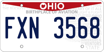OH license plate FXN3568