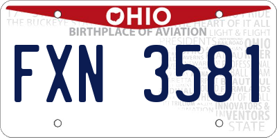 OH license plate FXN3581