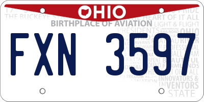 OH license plate FXN3597