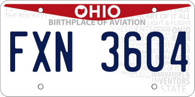 OH license plate FXN3604