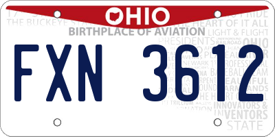 OH license plate FXN3612