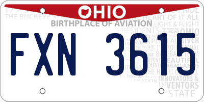 OH license plate FXN3615