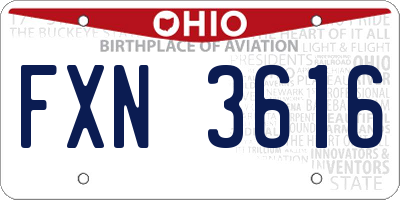OH license plate FXN3616