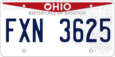 OH license plate FXN3625