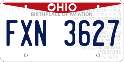 OH license plate FXN3627