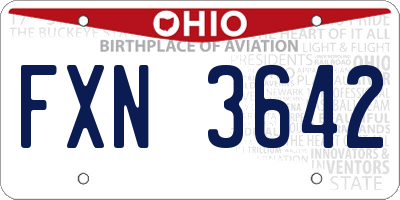 OH license plate FXN3642