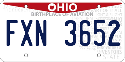 OH license plate FXN3652