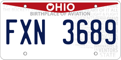 OH license plate FXN3689