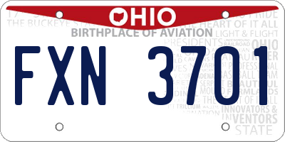 OH license plate FXN3701