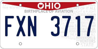 OH license plate FXN3717