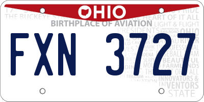 OH license plate FXN3727