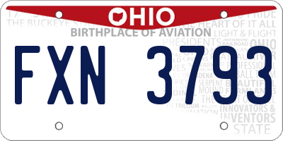 OH license plate FXN3793