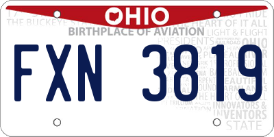 OH license plate FXN3819