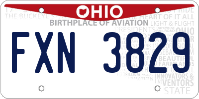 OH license plate FXN3829