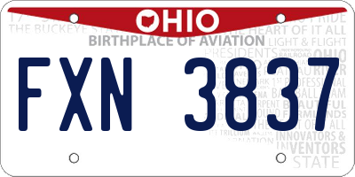 OH license plate FXN3837
