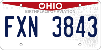OH license plate FXN3843