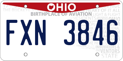 OH license plate FXN3846