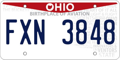 OH license plate FXN3848