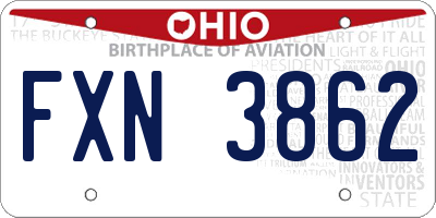 OH license plate FXN3862