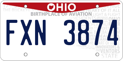 OH license plate FXN3874