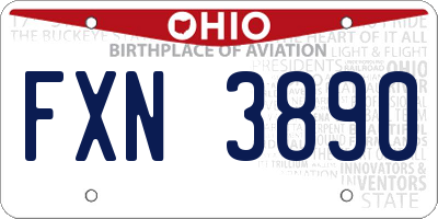 OH license plate FXN3890