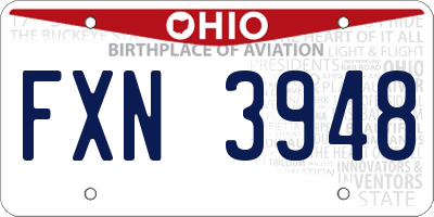 OH license plate FXN3948