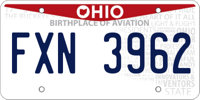 OH license plate FXN3962