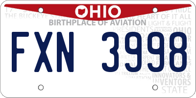 OH license plate FXN3998
