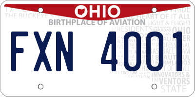 OH license plate FXN4001
