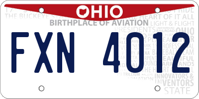 OH license plate FXN4012